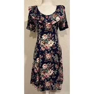 Allison Gray Vintage 70s Floral Bib Midi Dress
